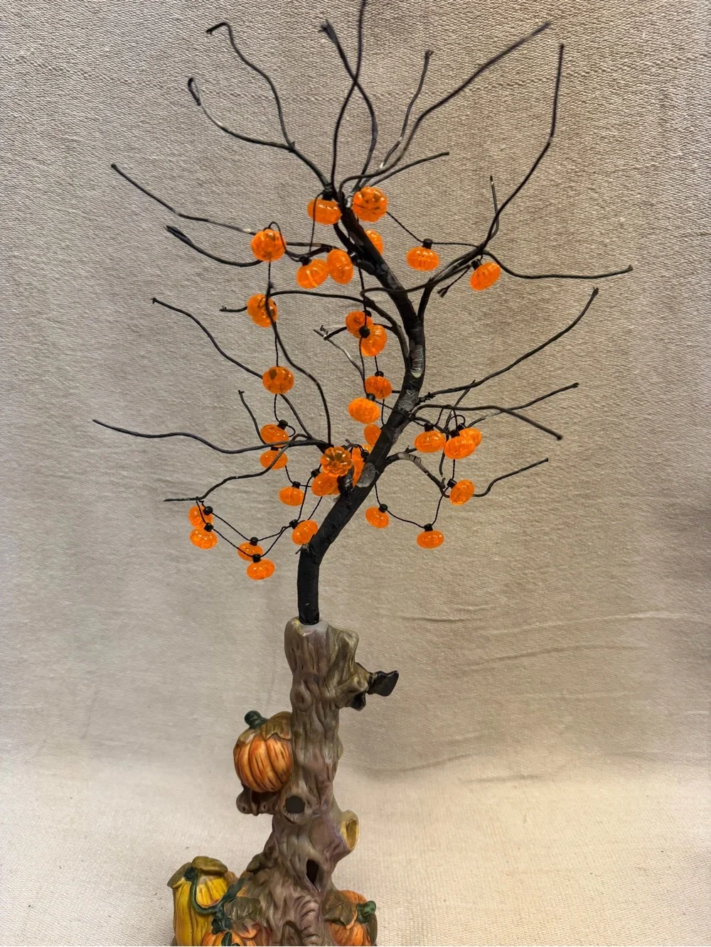 Halloween Lighted Jack-o-lantern Tree with Pumkins -Battery On/Off 17”
